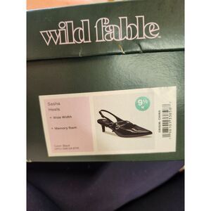 Wild Fable Sasha Slingback Kitten Heels Black Wide Width Size 9.5 NWT